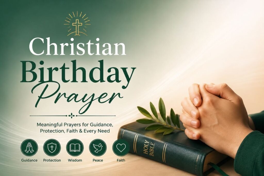 Christian birthday prayer with a Bible and prayer setting