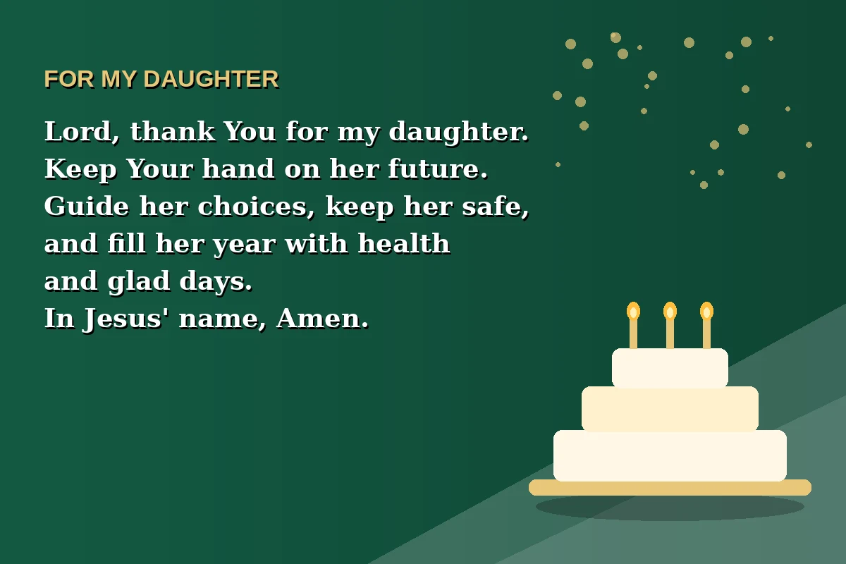 Birthday prayer image for my daughter with a prayer for her growth, safety, wisdom, and future.