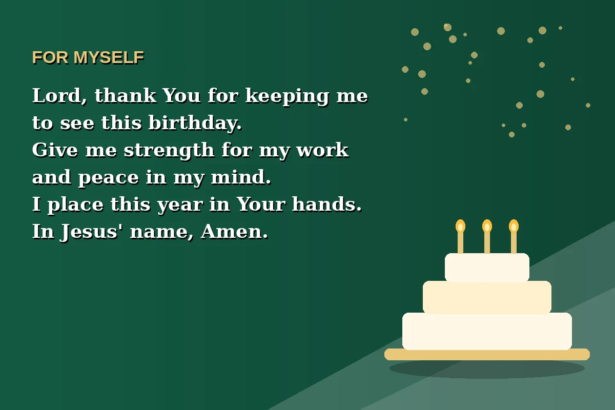 Birthday prayer image for myself with a prayer of thanks for life and a request for strength and direction in the new year.